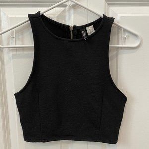 Black H&M tank w/ striped texture and back cutouts
